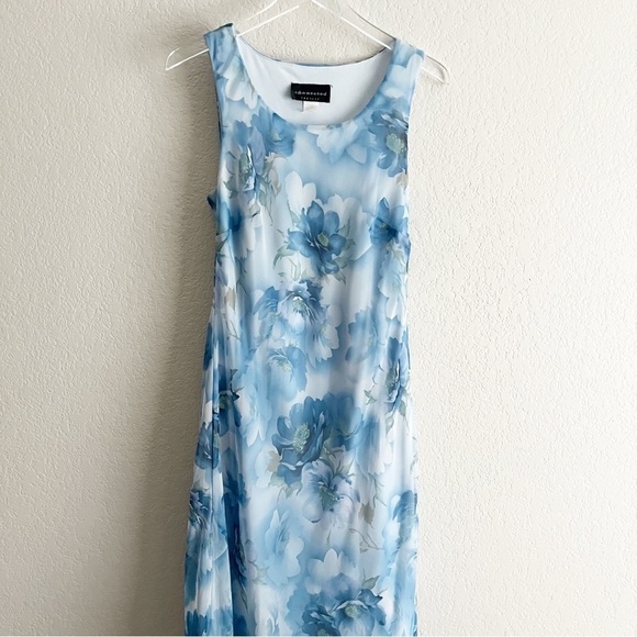 Y2K Blue Floral Maxi Size 12 Sleeveless - Picture 2 of 11